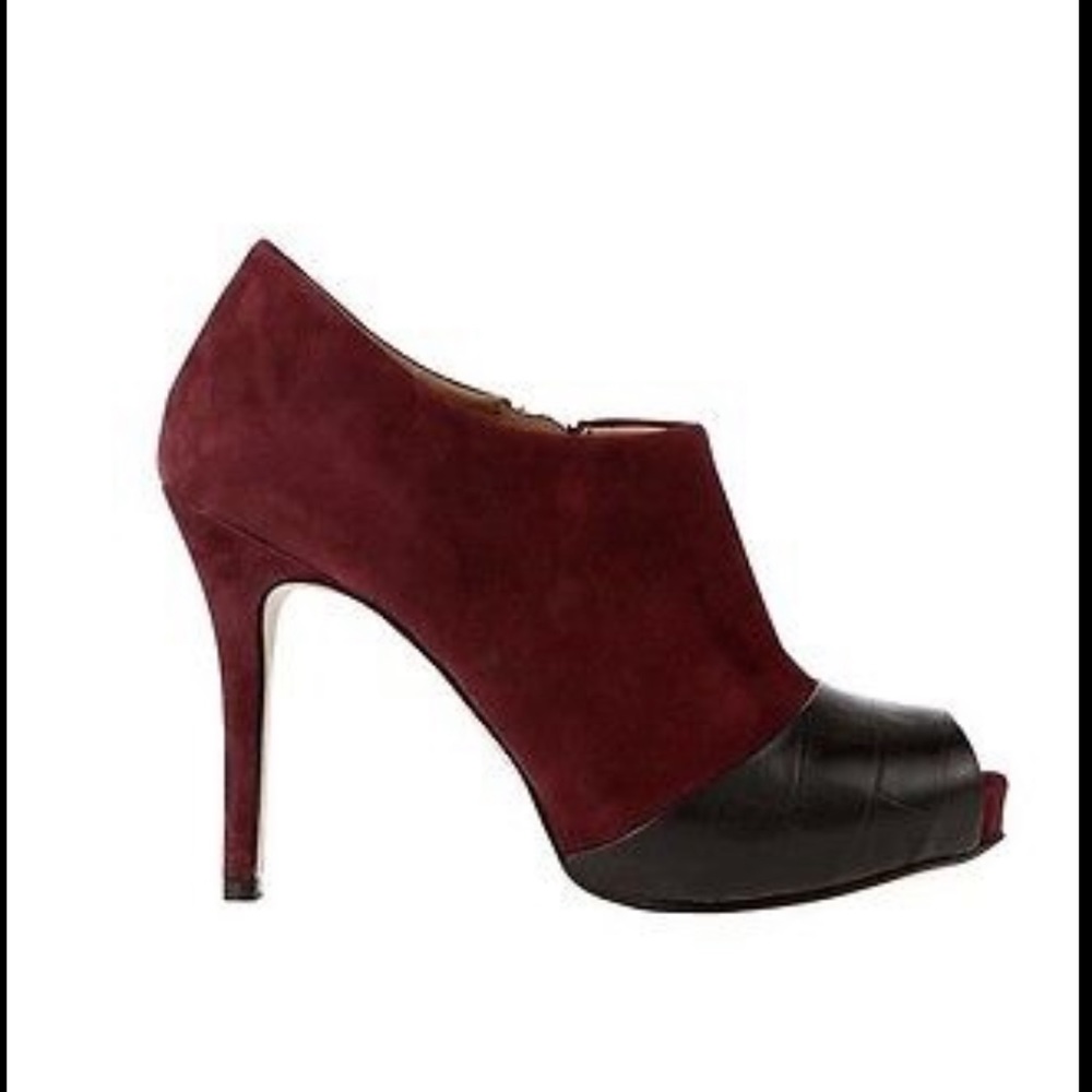 ANN TAYLOR Sasha Suede&Leather Open-Toe Booties! Size 8.5